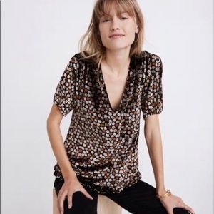 Madewell floral printed velvet blouse